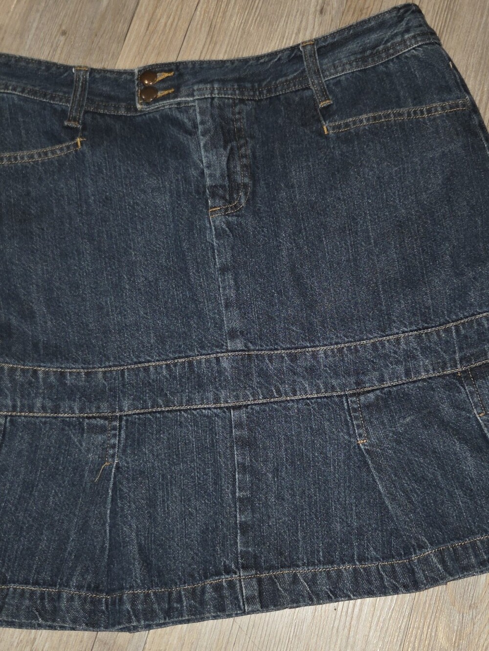 Y2K Mossimo Denim Pleated Ruffle Mini Skirt Dark Wash Size 9